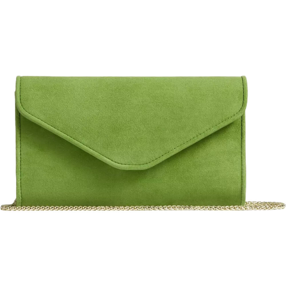 LK Bennett Dominica Apple Green Suede Clutch Bag